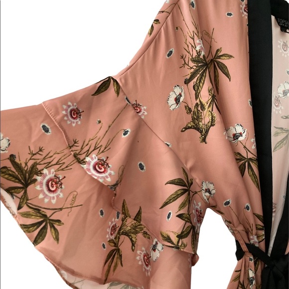 TOPSHOP Floral Bell Sleeves Kimono Loose Size 2 Fits Small To Medium - Picture 4 of 6